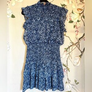 Feminine Boho Romantic Smocked-Waist Ruffle Mini Dress